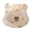 Beige bear-patterned children's fisherman's hat, breathable and sun-protective baby sun visor Item Picture